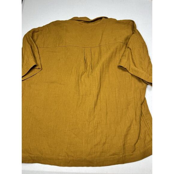 Madewell Boxy Button Down Mustard Short Sleeve Boho Top Womens Size XL - Picture 7 of 7